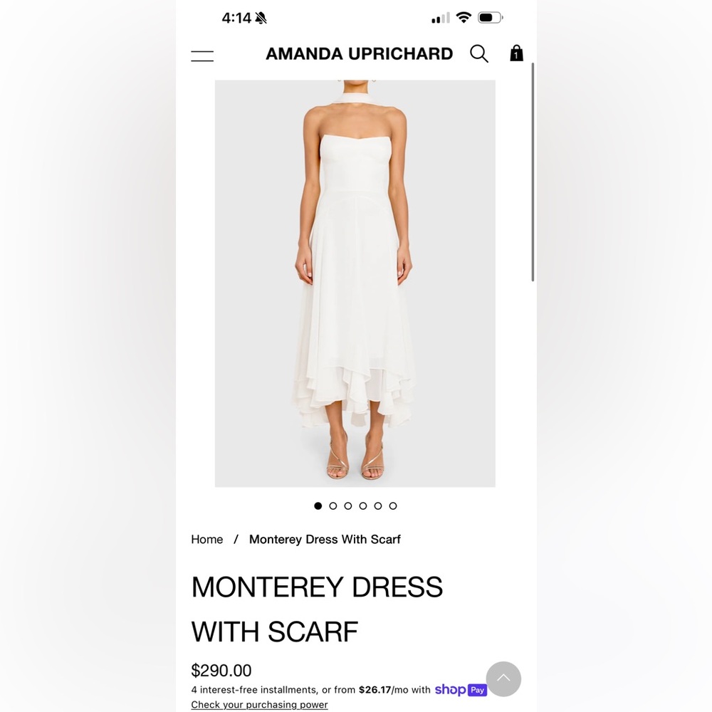 Amanda Uprichard Ivory Monterey Dress with Scarf